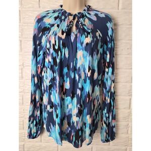 Women's size Medium Top Belle by Kim Gravel blouse Colorful long sleeves